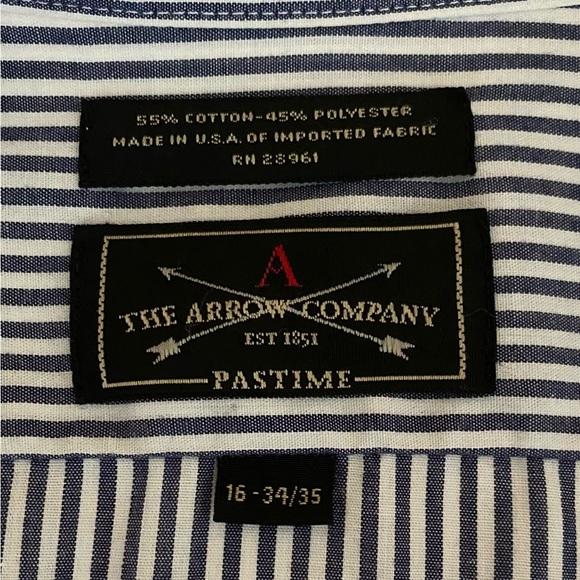 ARROW COMPANY Pastime Men’s Size 16-34/35 Rounded Collar Button Front Shirt - Picture 7 of 10